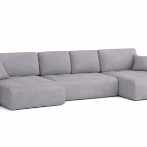 Narożnik z funkcją spania IVO U XL, tkanina welurowa Salvador, Szary 902694 Narożnik z funkcją spania IVO U XL, tkanina welurowa Salvador, Szary 902694