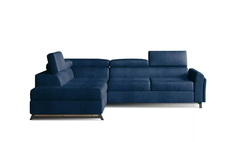 Narożnik z funkcją spania KAIROS VELVET granatowy lewy 834068
