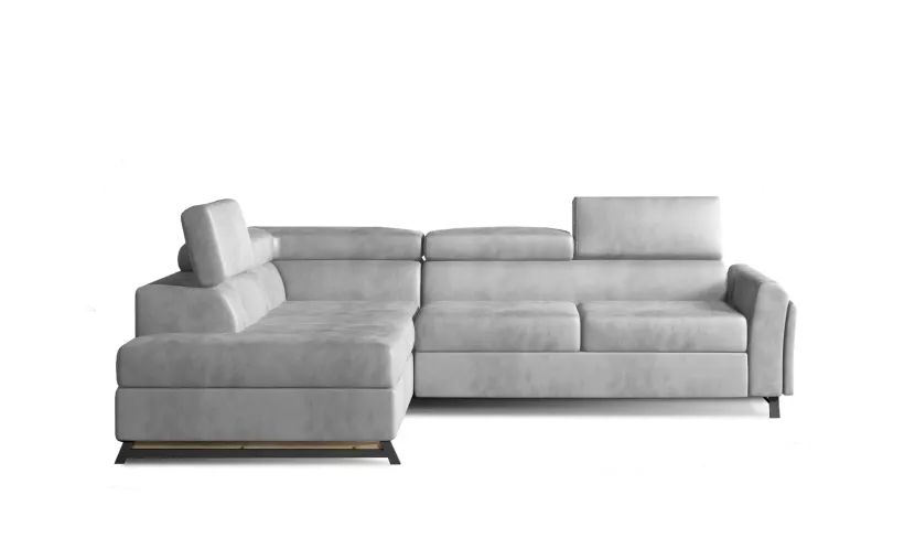 Narożnik z funkcją spania KAIROS VELVET szary lewy 825412