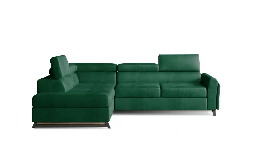 Narożnik z funkcją spania KAIROS VELVET zielony lewy 834118