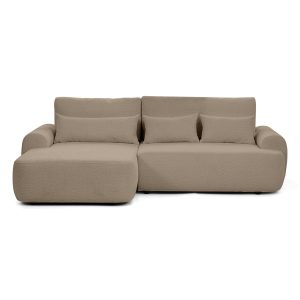 Narożnik z funkcją spania lewostronny OLIVER – brązowy BOUCLE 950804