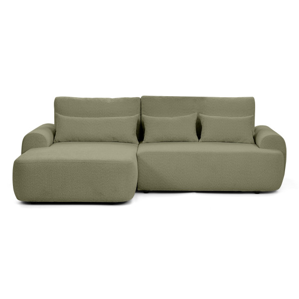 Narożnik z funkcją spania lewostronny OLIVER - zielony BOUCLE 950795