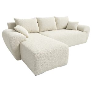 Narożnik z funkcją spania Nesto Lewy Boucle Biały Rogówka rozkładana 1037501 Narożnik z funkcją spania Nesto Lewy Boucle Biały Rogówka rozkładana 1037501