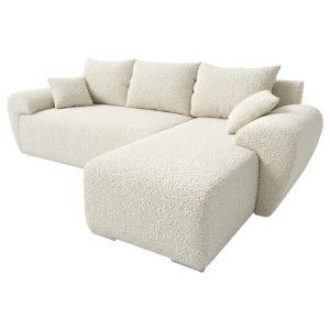 Narożnik z funkcją spania Nesto Prawy Boucle Biały Rogówka rozkładana 1037519 Narożnik z funkcją spania Nesto Prawy Boucle Biały Rogówka rozkładana 1037519