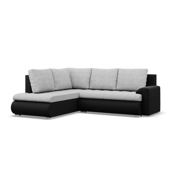 Narożnik z funkcją spania, Otomana, Pojemniki, Sprężyny faliste, Szary 516402