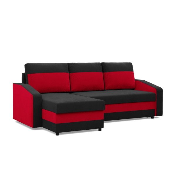 Narożnik z funkcją spania, Pojemniki, Bonell, Leżanka, Kolor Czarny 516561
