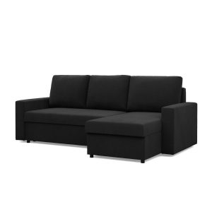Narożnik z funkcją spania, Rozkładany, Bonell, Pojemniki, Kolor Czarny 516430 Narożnik z funkcją spania, Rozkładany, Bonell, Pojemniki, Kolor Czarny 516430