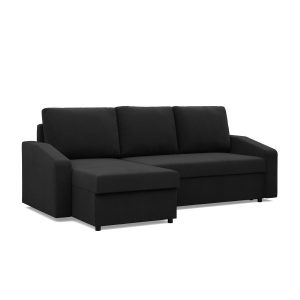 Narożnik z funkcją spania, Rozkładany, Pojemniki, Kolor Czarny 516382 Narożnik z funkcją spania, Rozkładany, Pojemniki, Kolor Czarny 516382