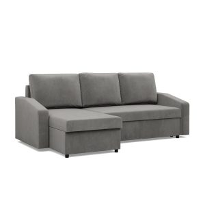 Narożnik z funkcją spania, Rozkładany, Pojemniki, Kolor Szary 516457 Narożnik z funkcją spania, Rozkładany, Pojemniki, Kolor Szary 516457