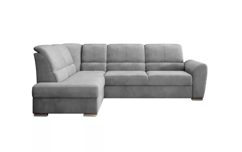 Narożnik z funkcją spania SIBER VELVET jasnoszary lewy 840036