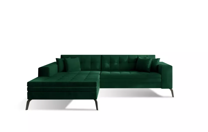 Narożnik z funkcją spania SOLANGE VELVET zielony lewy 834131