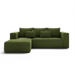 Narożnik z funkcją spania Stripes lewy L-kształtny khaki sztruks 1072569 Narożnik z funkcją spania Stripes lewy L-kształtny khaki sztruks 1072569