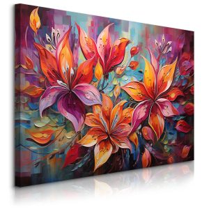 Obraz Kolorowe Abstrakcyjne Kwiaty 70x50cm 752284 Obraz Kolorowe Abstrakcyjne Kwiaty 70x50cm 752284