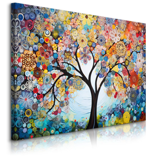 Obraz Kolorowe Kwiaty Na Drzewie W Stylu Boho 90x60cm 648531