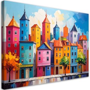 Obraz Kolorowe miasteczko domy do pokoju dziecka nastolatka salonu 100×70 996141 Obraz Kolorowe miasteczko domy do pokoju dziecka nastolatka salonu 100×70 996141
