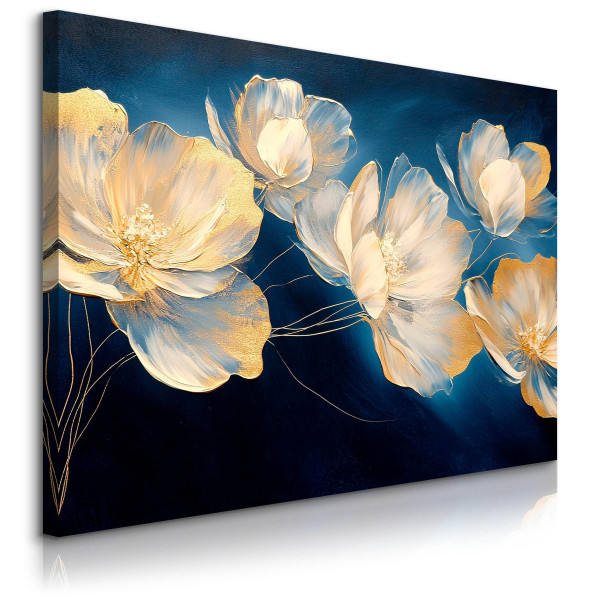 Obraz Kremowe Kwiaty W Stylu Glamour 120x80cm 754722