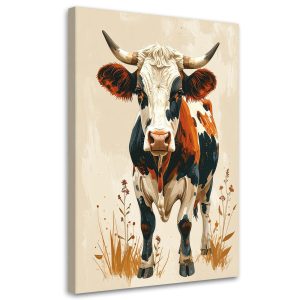 Obraz Krowa do pokoju dziecka nastolatka zwierzę na beżowym tle 40×60 995574 Obraz Krowa do pokoju dziecka nastolatka zwierzę na beżowym tle 40×60 995574