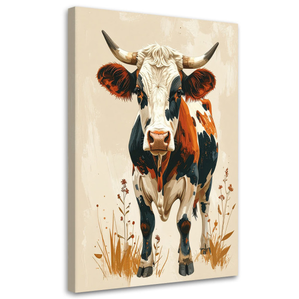 Obraz Krowa do pokoju dziecka nastolatka zwierzę na beżowym tle 40x60 995574