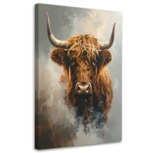 Obraz Krowa szkocka we mgle do salonu sypialni kuchni biura 40×60 995925 Obraz Krowa szkocka we mgle do salonu sypialni kuchni biura 40×60 995925