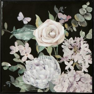 Obraz Kwiaty 60×60 cm na Czarnym Tle Romantyczny 723190 Obraz Kwiaty 60×60 cm na Czarnym Tle Romantyczny 723190