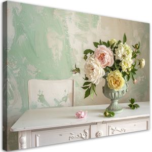 Obraz, Kwiaty w stylu shabby chic romantyczna dekoracja 100×70 889080