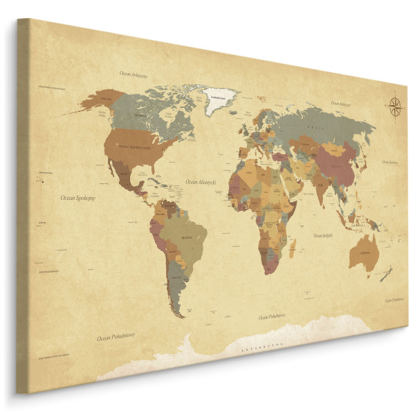 Obraz Mapa Świata w Stylu Retro 40x30cm 106895