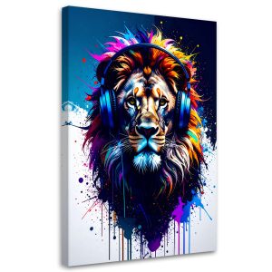 Obraz młodzieżowy, DJ Lew w słuchawkach Muzyka Kolorowy 20×30 885144 Obraz młodzieżowy, DJ Lew w słuchawkach Muzyka Kolorowy 20×30 885144