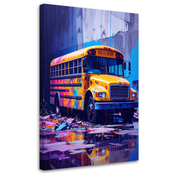 Obraz młodzieżowy do salonu, Żółty szkolny Autobus 20x30 890238