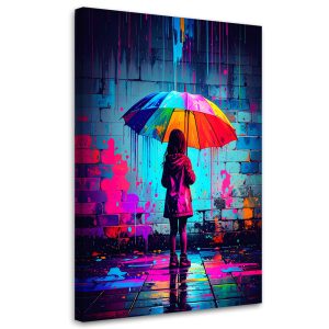 Obraz młodzieżowy, Dziewczynka z parasolką Graffiti Street Art 20×30 887775