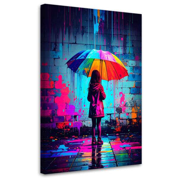 Obraz młodzieżowy, Dziewczynka z parasolką Graffiti Street Art 20x30 887775