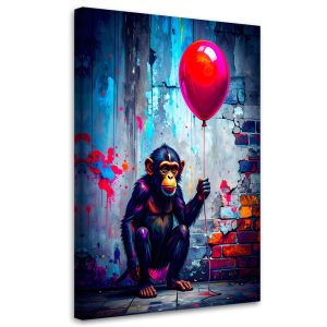 Obraz młodzieżowy, Małpa z balonikiem Graffiti Street Art 60×90 780200 Obraz młodzieżowy, Małpa z balonikiem Graffiti Street Art 60×90 780200