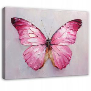 Obraz Motyl Różowy Na Płótnie Do Sypialni Salonu 60×40 931924