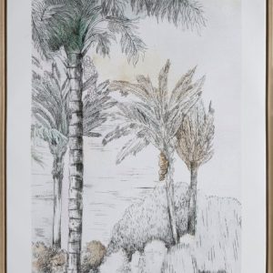 Obraz na płótnie 45×60 cm szaro-biały liście motyw palm 990025 Obraz na płótnie 45×60 cm szaro-biały liście motyw palm 990025