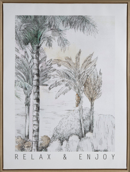Obraz na płótnie 45x60 cm szaro-biały liście motyw palm 990025