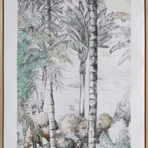 Obraz na płótnie 45×60 cm szary biały palmy minimalistyczny MDF 990028 Obraz na płótnie 45×60 cm szary biały palmy minimalistyczny MDF 990028