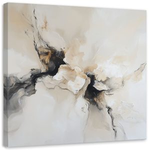 Obraz na płótnie, Abstrakcja beżowy czarny imitacja farby 40×40 778515 Obraz na płótnie, Abstrakcja beżowy czarny imitacja farby 40×40 778515