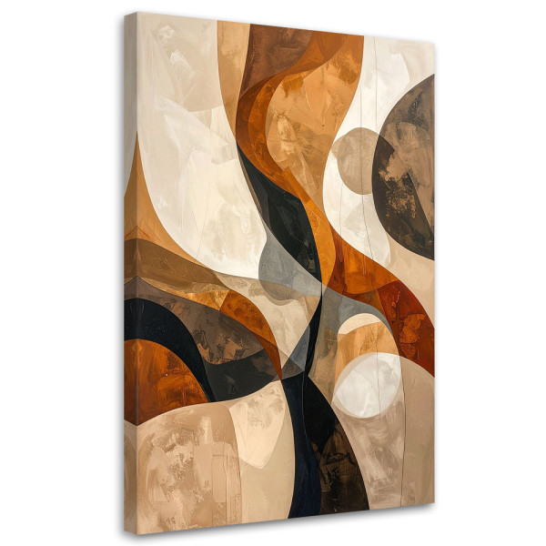 Obraz na płótnie, Abstrakcja geometryczna w beżowo czarnych 80x120 889319