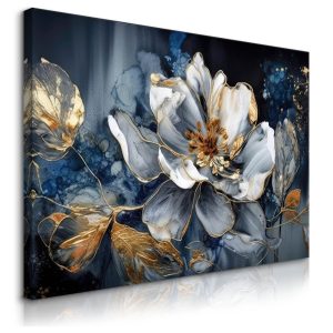 Obraz Na Płótnie Abstrakcyjny Kwiat Glamour 100x70cm 345073