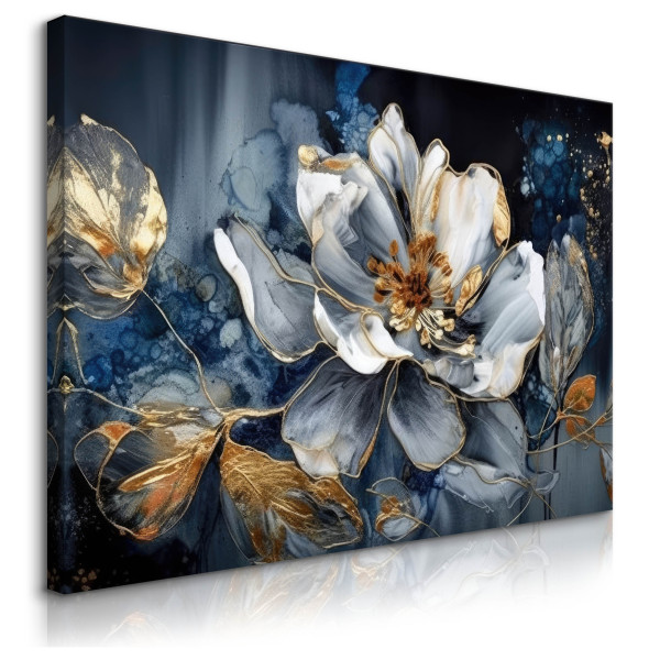 Obraz Na Płótnie Abstrakcyjny Kwiat Glamour 100x70cm 345073