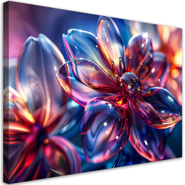 Obraz na płótnie, Błyszczące szklane kwiaty 3D 60x40 317163