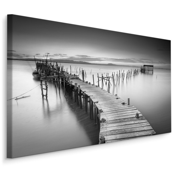 Obraz Na Płótnie Czarno-Biały Pomost 120x80cm 787312