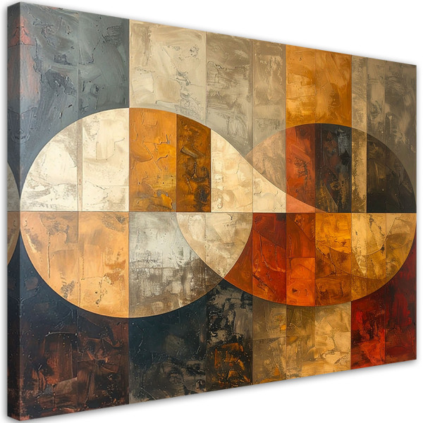 Obraz na płótnie do salonu, Abstrakcja geometria w beżowo-złotych i 60x40 885509