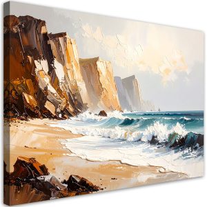 Obraz na płótnie do salonu, Skały Plaża Morze jak malowany 60×40 778660 Obraz na płótnie do salonu, Skały Plaża Morze jak malowany 60×40 778660