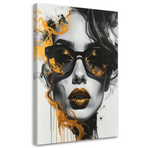 Obraz na płótnie do salonu sypialni, Kobieta Glamour Portret Czarno 80×120 888464