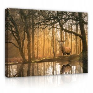 Obraz Na Płótnie Jeleń Las Drzewa Sypialnia Salon 60X40 520312
