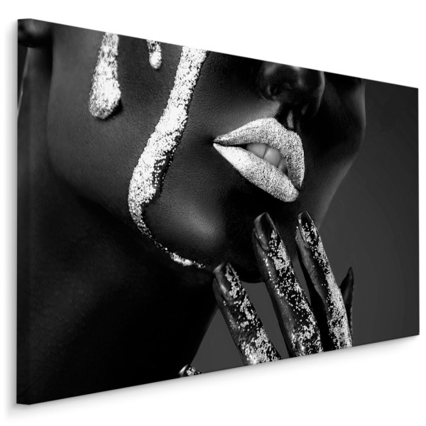 Obraz Na Płótnie KOBIETA Srebrny Make Up 100x70cm 787260