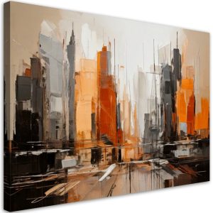 Obraz na płótnie, Miasto Abstrakcja pomarańczowy 90×60 775963 Obraz na płótnie, Miasto Abstrakcja pomarańczowy 90×60 775963