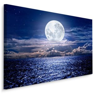 Obraz Na Płotnie Pełnia Księżyca Nad Morzem 30x20cm 784894 Obraz Na Płotnie Pełnia Księżyca Nad Morzem 30x20cm 784894