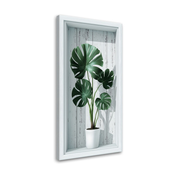 Obraz na ścianę do salonu kuchni, Liście monstera we wnęce 3d 60x120 776102
