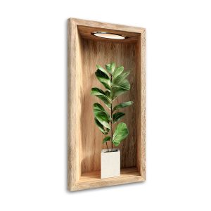Obraz na ścianę do salonu kuchni, Liście rośliny w drewnianej wnęce 40×80 776401